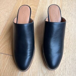 J. Crew Black Leather Mules